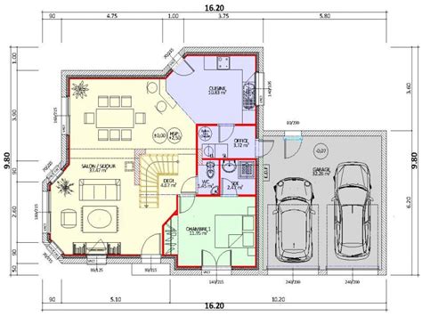 Plan Maison Plain Pied Chambres Double Garage Menuiserie