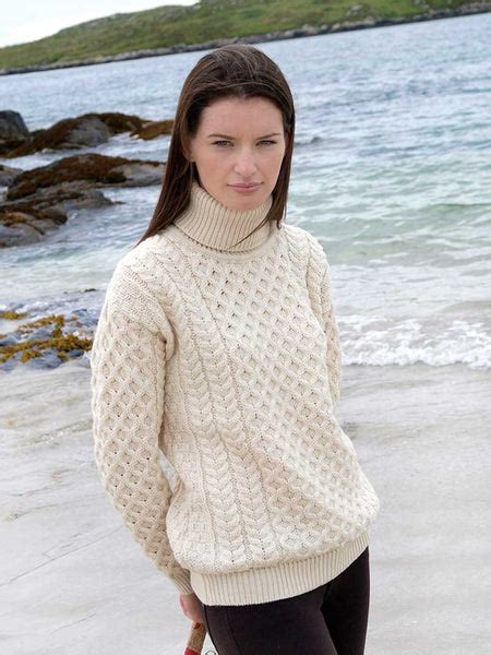 Ladies Turtleneck Irish Knit Sweater Aran Sweaters Direct
