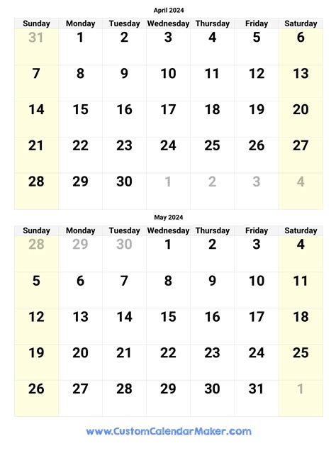 Calendar 2024 April May Inga Regina