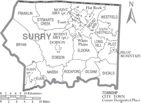 Filemap Of Surry County North Carolina With Municipal And Township