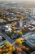 Aerial view of Ann Arbor and the University of Michigan Central Campus ...