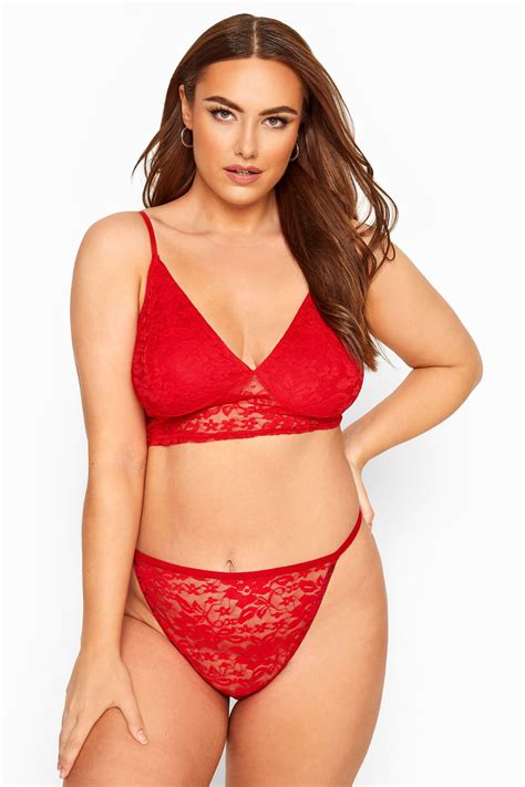 Limited Collection Red Floral Lace Bralette Yours Clothing