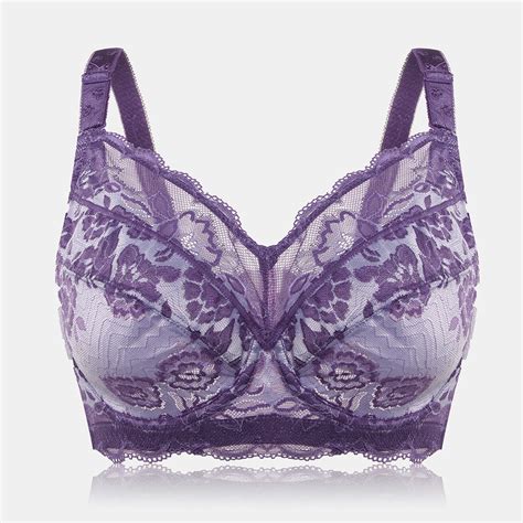 Plus Size Embroidery Full Coverage Adjustable Push Up Bra