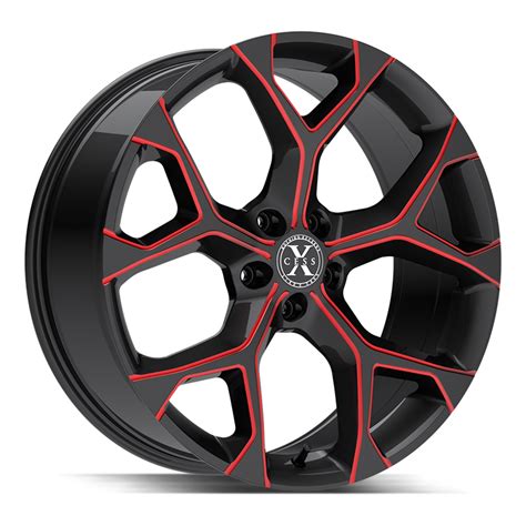 The 5 Flake Wheel By Xcess In Gloss Black Candy Red Milled Strada Wheels