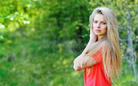 Beautiful Perfect Girl Face Portrait Outdoors Copyspace Stock Image