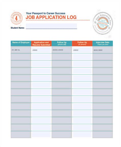 16 Pdf Job Application Log Template Printable Hd Docx Download Zip