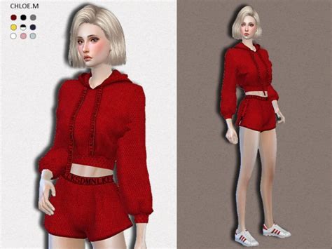 The Sims Resource Sports Hoodie And Shorts By Chloemmm • Sims 4 Downloads