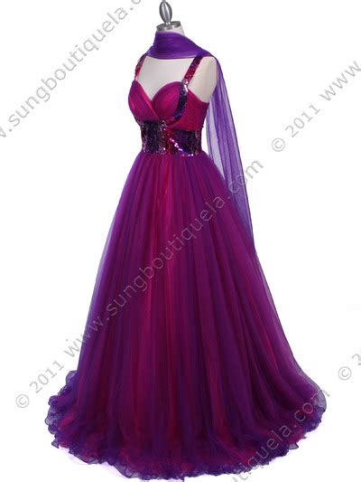 Purple Hot Pink Sequin Lace Prom Dress Sung Boutique La