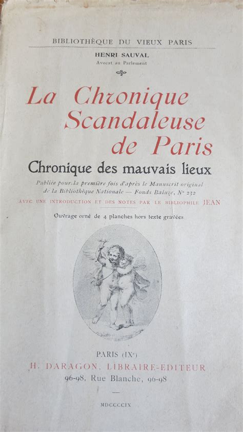 La Chronique Scandaleuse De Paris Sauval Henri Paris Libris