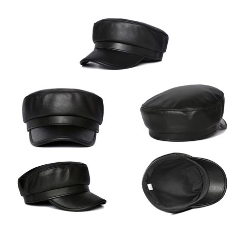 Fashion Unisex Real Leather Military Caps Spring Autumn Sailor Etsy