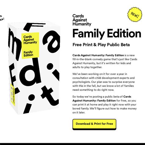 The kids at the time. Cards Against Humanity: Family Edition (Beta) - Free Print and Play - OzBargain