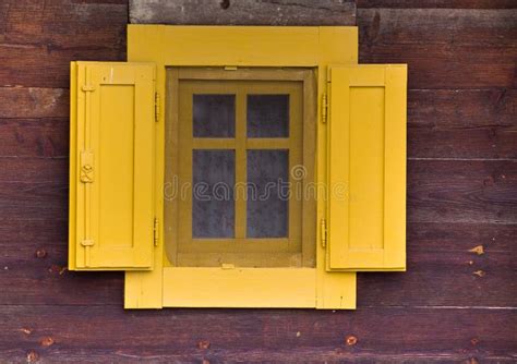 Yellow Window Of A Wooden Cottage Stock Photo Image Of Nostalgic