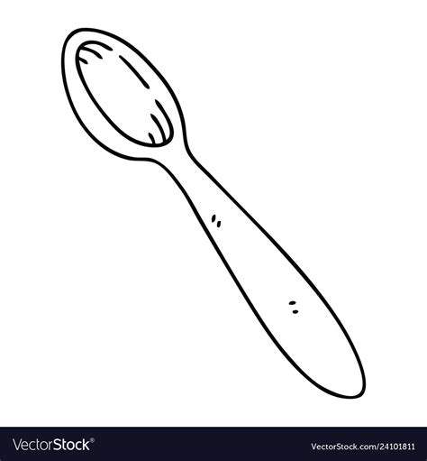 Quirky Line Drawing Cartoon Wooden Spoon Vector Image