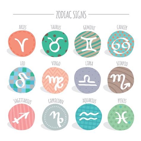 Cute Circular Patterned Zodiac Sign Collection 1212834 Vector Art At
