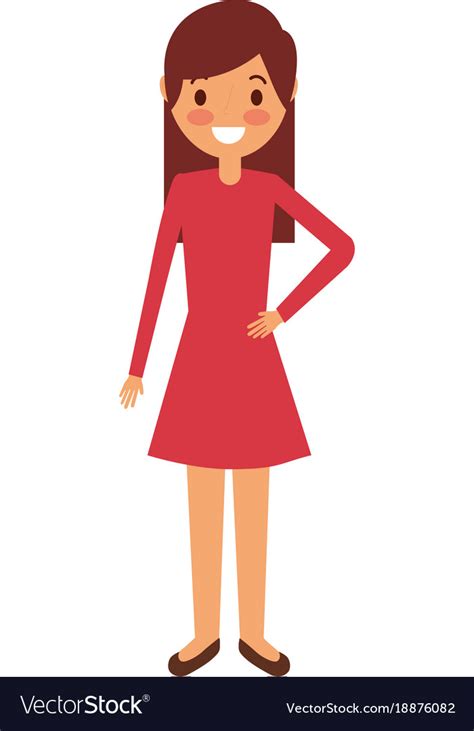 Cartoon Young Girl Standing Smiling Royalty Free Vector