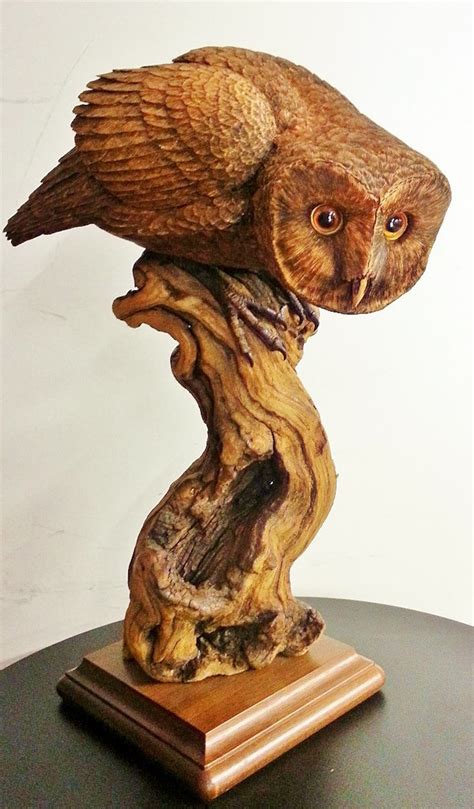 Barn Owl Wood Carving Spying Etsy