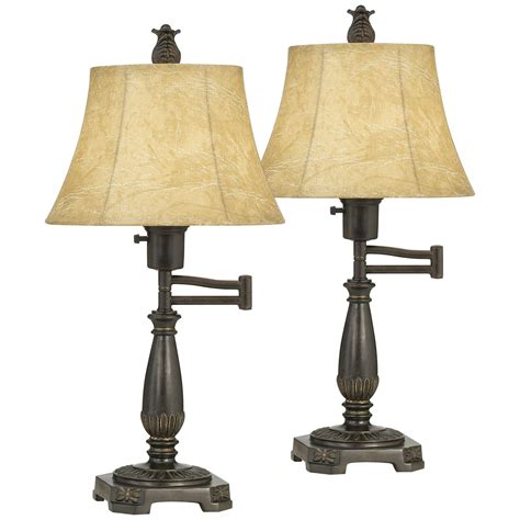 Regency Hill Traditional Swing Arm Desk Table Lamps Set Of Bronze