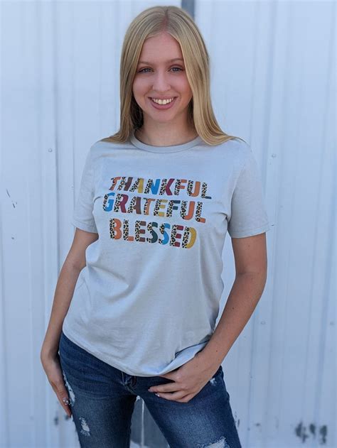 thankful grateful blessed graphic tee grey in 2022 grateful