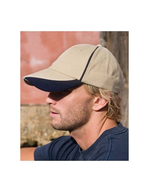 Result Headwear Heavy Brushed Cotton Cap With Scallop Peak And Contrast