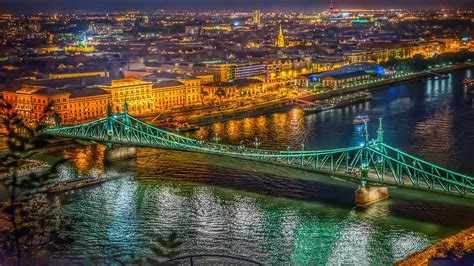 Budapest Hungary Beautiful Panorama Chain Bridge River Danube From
