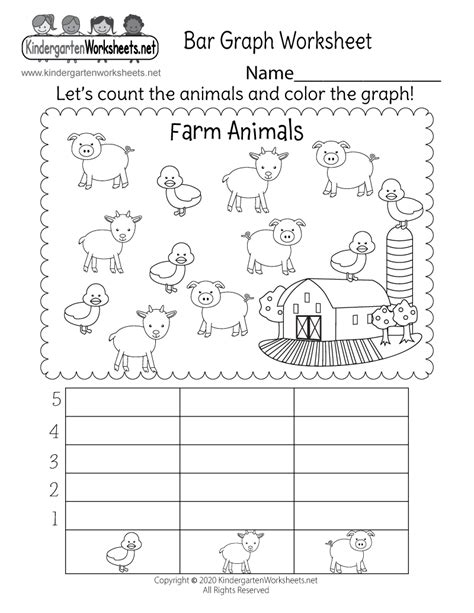 farm animals bar graph worksheet for kindergarten free