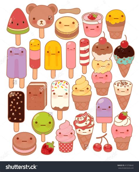 Collection Of Lovely Baby Sweet And Dessert Doodle Icon Cute Icecream