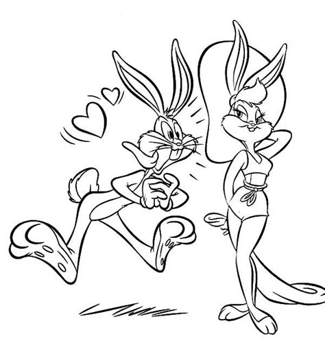 Bugs Bunny Fall In Love With Lola Bunny Coloring Pages Download