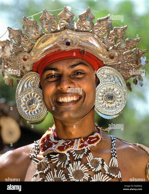 Kandyan Dancer In Traditional Costume Headdress Silver Portrait