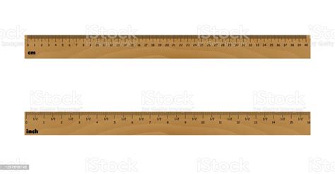 Inch And Metric Rulers With Wood Texture Centimeters And Inches
