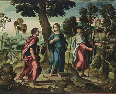 Imágenes Cristo Y Los Discípulos En El Camino De Emaús