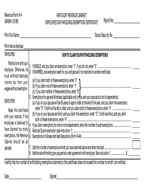 Kentucky Employee Withholding Form 2023 Printable Forms Free Online