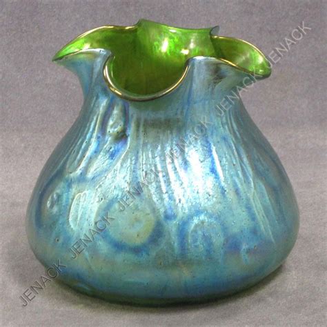 Vintage Iridescent Art Glass Vase Art Nouveau Art Deco Aqua Turquoise Vases And Vessels
