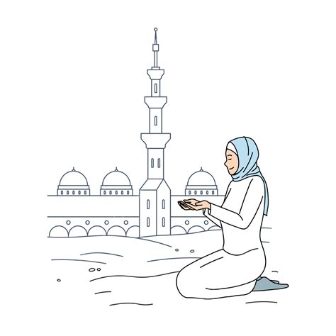 전통 옷을 입은 이슬람 여성이 모스크 근처에서 기도합니다 이슬람교도 여성 기도하다 Png 일러스트 및 벡터 에 대한 무료 다운로드 Pngtree