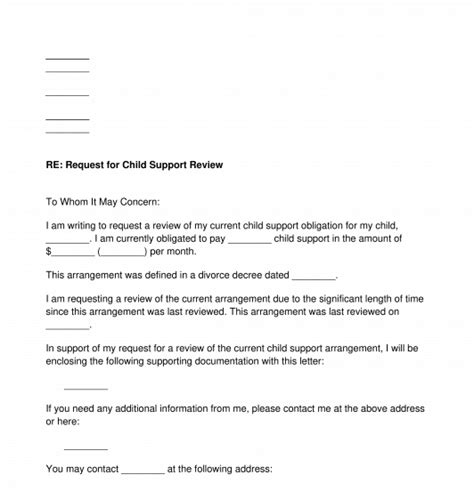 Child Support Review Letter Template Word And Pdf