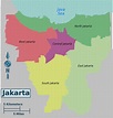 Jacarta distritos mapa - Mapa de Jacarta distritos (Java - Indonésia)