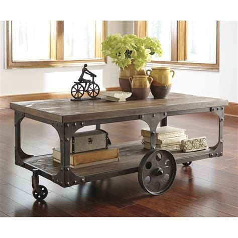 Ashley Vennilux Factory Cart Coffee Table In Gray And Brown T500 721