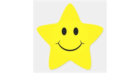 Yellow Smiley Face Star Shape Stickers Zazzle