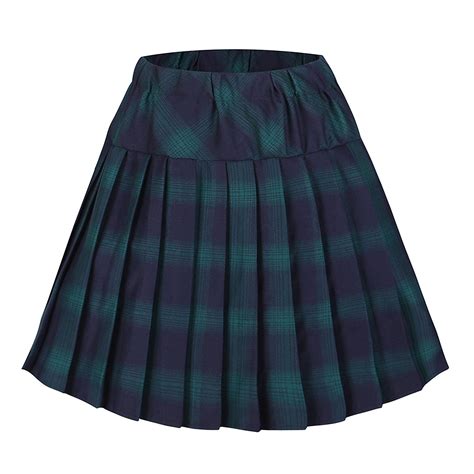 Urban Coco Womens Elastic Waist Tartan Pleated School Skirt Medium