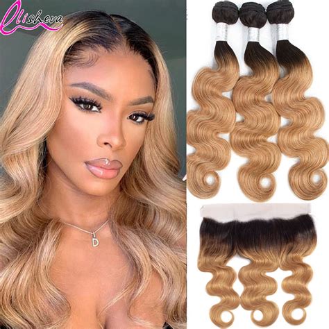 Ombre Body Wave Bundles With Closure Frontal 1b 27 Human Hair Wave