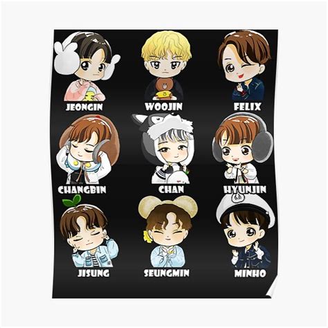 Kpop Stray Kids Chibi All Members Classic T Shirt Poster For Sale By