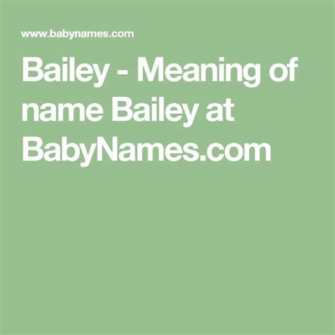 Bailey Meaning Of Name Bailey At Names With Meaning