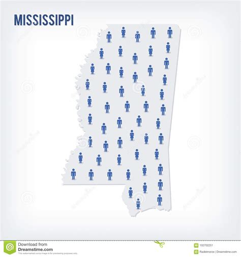 Vector People Map Of Of State Of Mississippi The Concept Of Population