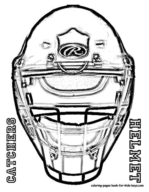 Coloring pages for boys baseball catcher. Hockey Helmet Drawing Sketch Coloring Page