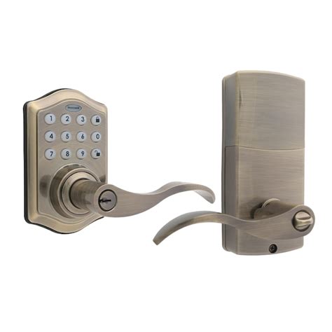 Honeywell Antique Brass Electronic Handle With Lighted Keypad In The