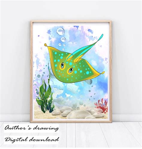 Sea Stingray Print Beach Art Stingray Wall Art Digital Etsy Uk