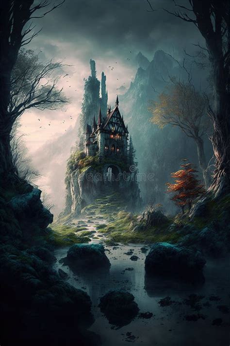 Image Of Fantasy Landscape With Castle Created Using Generative Ai