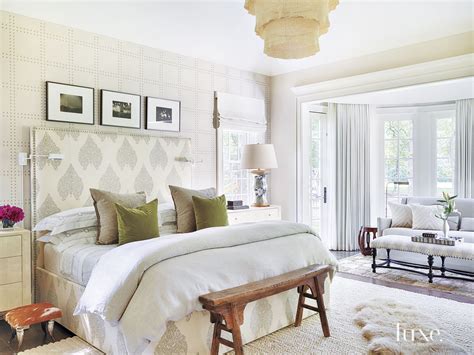 Contemporary Cream Master Bedroom With Bay Window Luxe Interiors Design