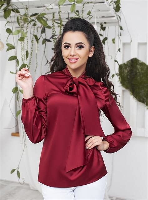 Red Satin Bow Blouse Satin Blouses Silky Blouse Bow Blouse