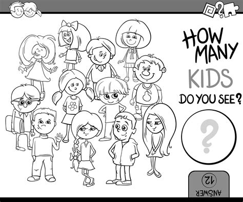 How Many Kids Coloring Book Stock Image Vectorgrove Royalty Free