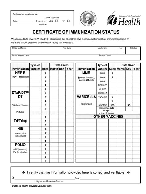 Immunization Certificate Form Fill Out Sign Online DocHub